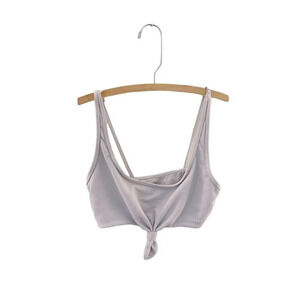 Frankies Bikinis Swim Top Bikini Tie Front Knot Grey